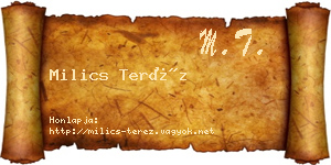 Milics Teréz névjegykártya